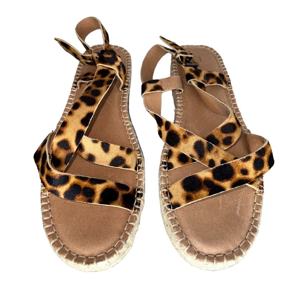 NWOB Madewell The Malia Espadrille Platform Calf Hair Leather Sandals Size 10 - Picture 5 of 11